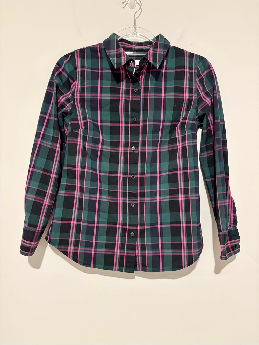 1901‎ Nordstrom plaid button down shirt pink green size XXS Petite